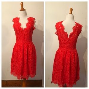 RED for Saks Fifth Avenue Lace Dress - size Small